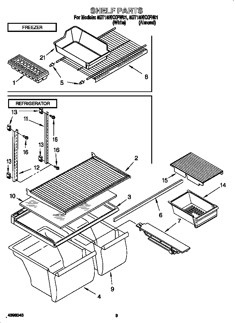 Whirlpool 8ET18NKXFW01 shelf diagram