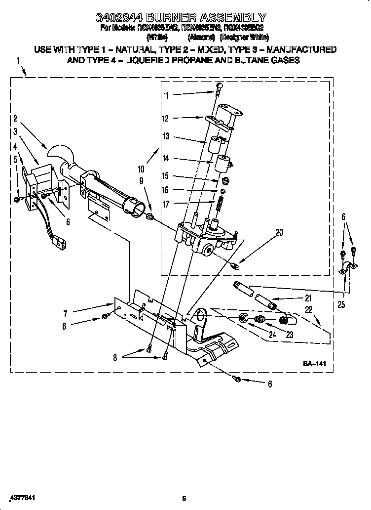 Roper RGX4635EQ2 3402844 burner diagram