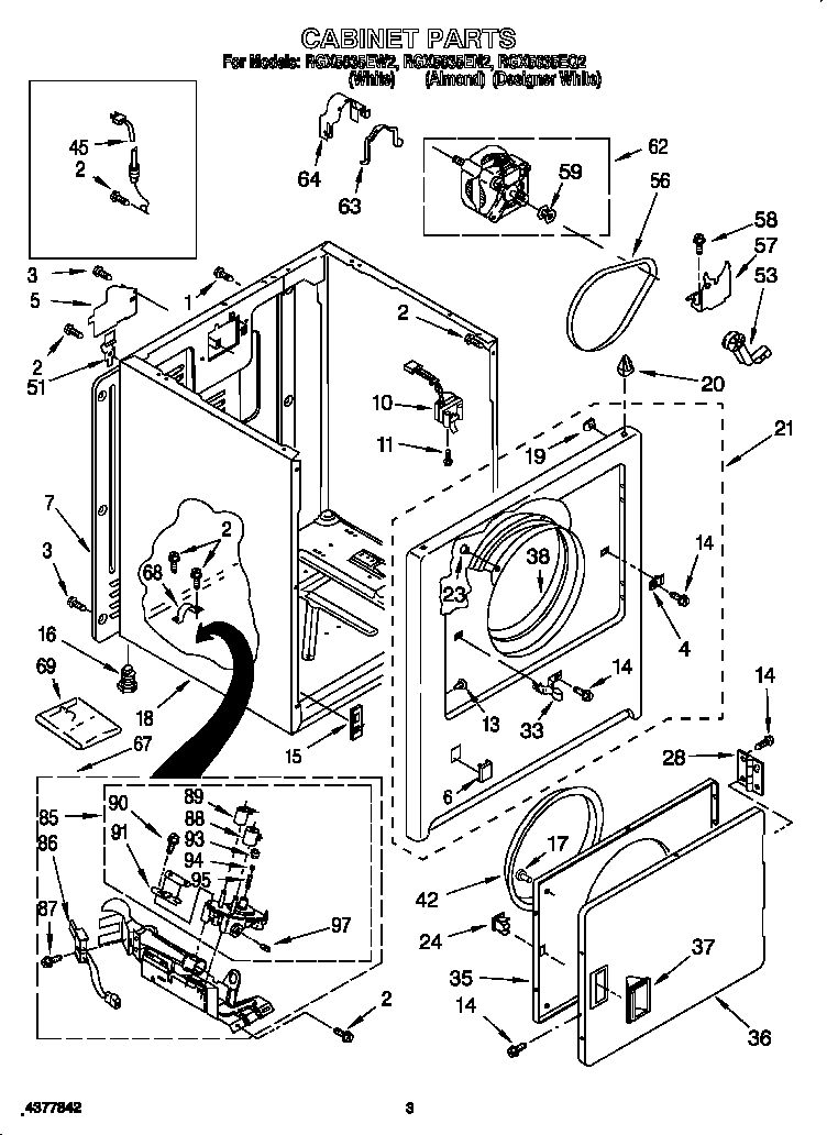 Roper RGX5635EW2 cabinet diagram