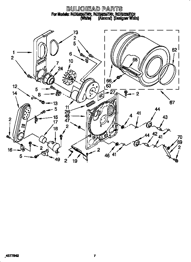 Roper RGX5635EW2 bulkhead diagram