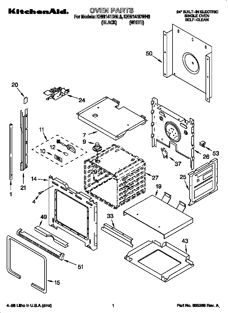 KitchenAid KEBI141DWH6 oven diagram