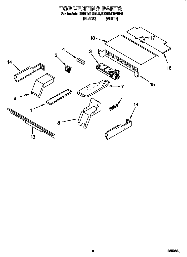 KitchenAid KEBI141DWH6 top venting diagram