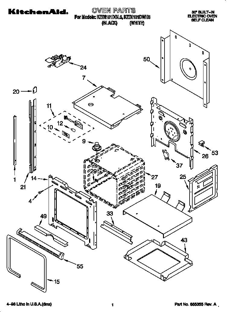 KitchenAid KEBI101DBL6 oven diagram
