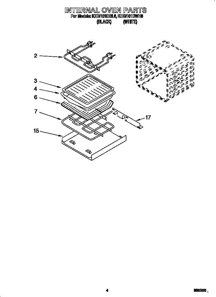KitchenAid KEBI101DBL6 internal oven diagram