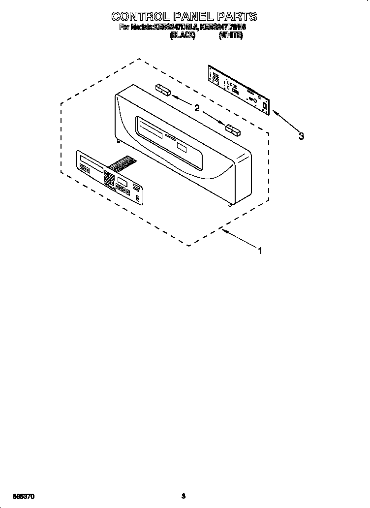 KitchenAid KEBS247DBL6 control panel diagram