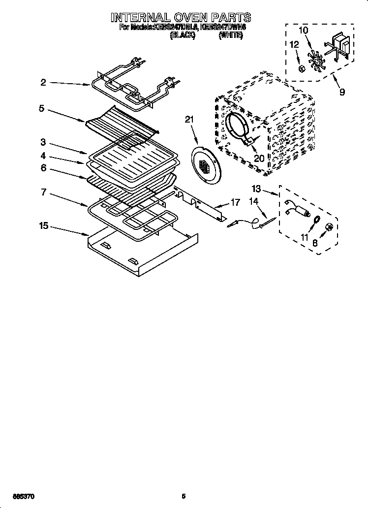 KitchenAid KEBS247DBL6 internal oven diagram