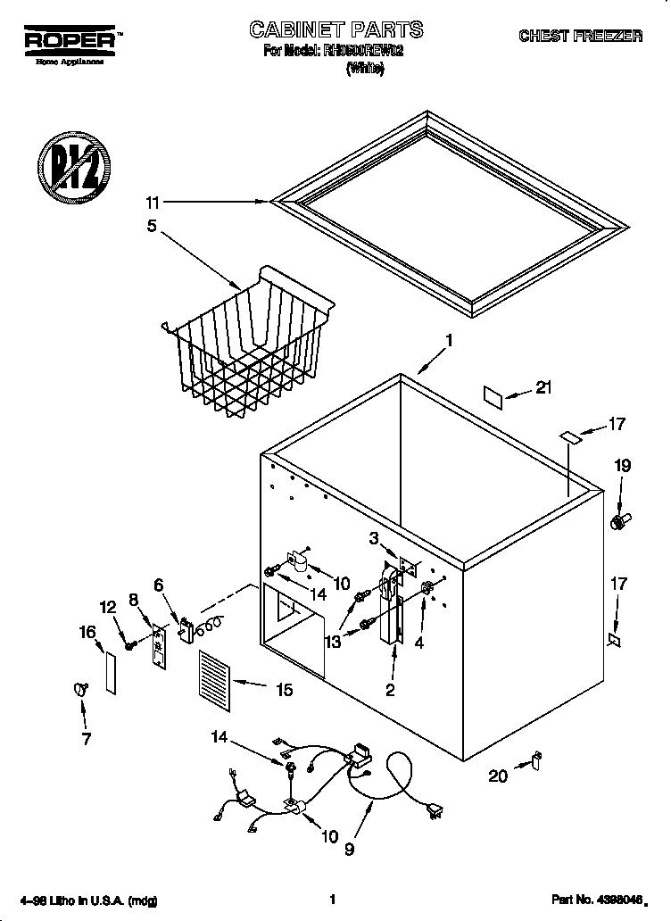 Roper RH0500REW02 cabinet diagram