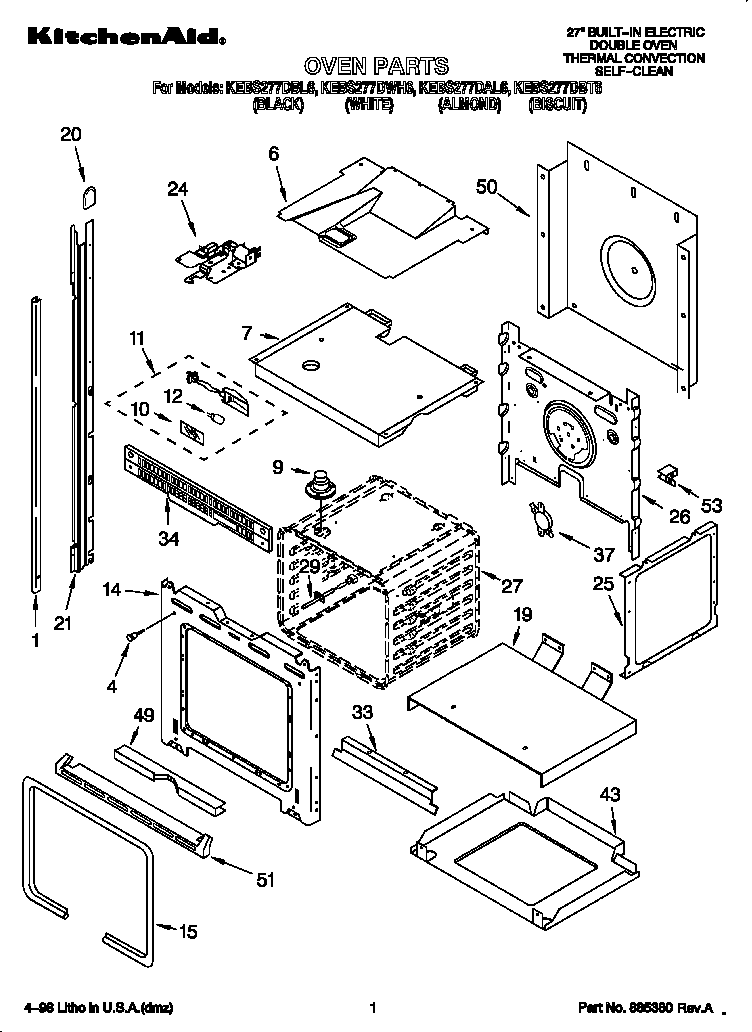 KitchenAid KEBS277DAL6 oven diagram