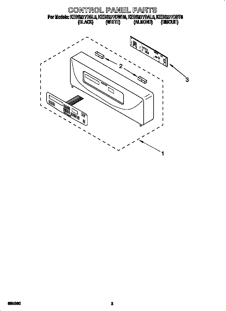 KitchenAid KEBS277DAL6 control panel diagram
