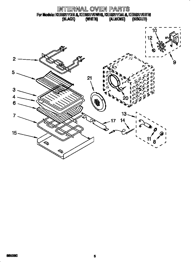 KitchenAid KEBS277DAL6 internal oven diagram