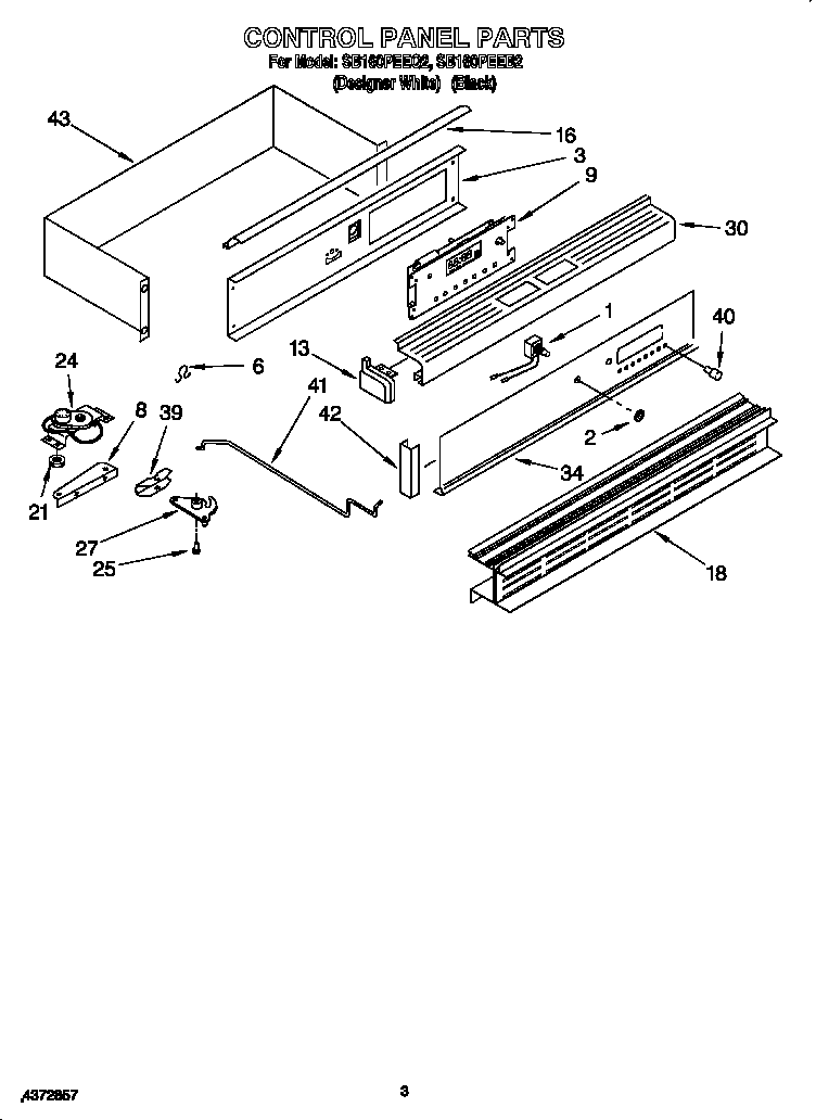 Whirlpool SB160PEEQ2 control panel diagram