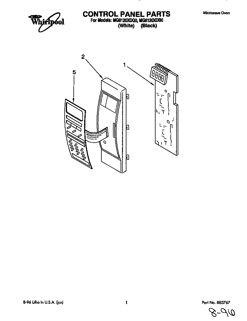 Whirlpool MG8120XDQ0 control panel diagram