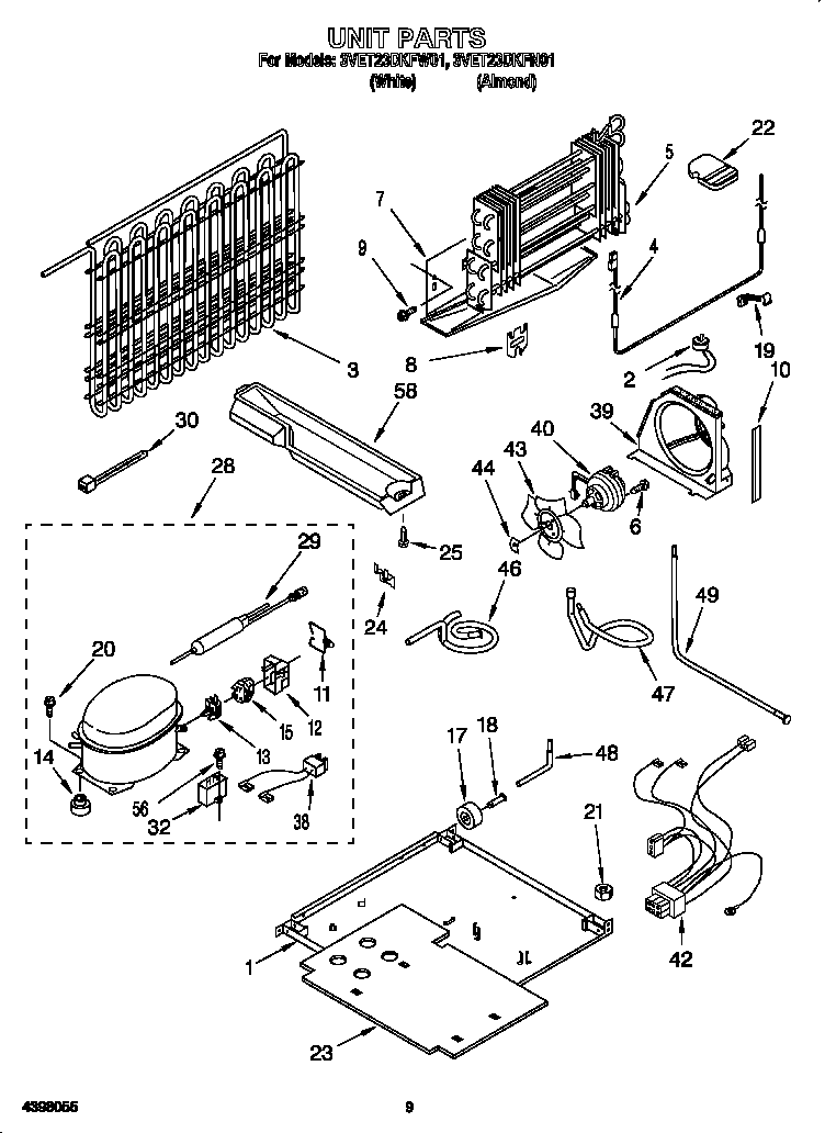 Whirlpool 3VET23DKFW01 unit diagram