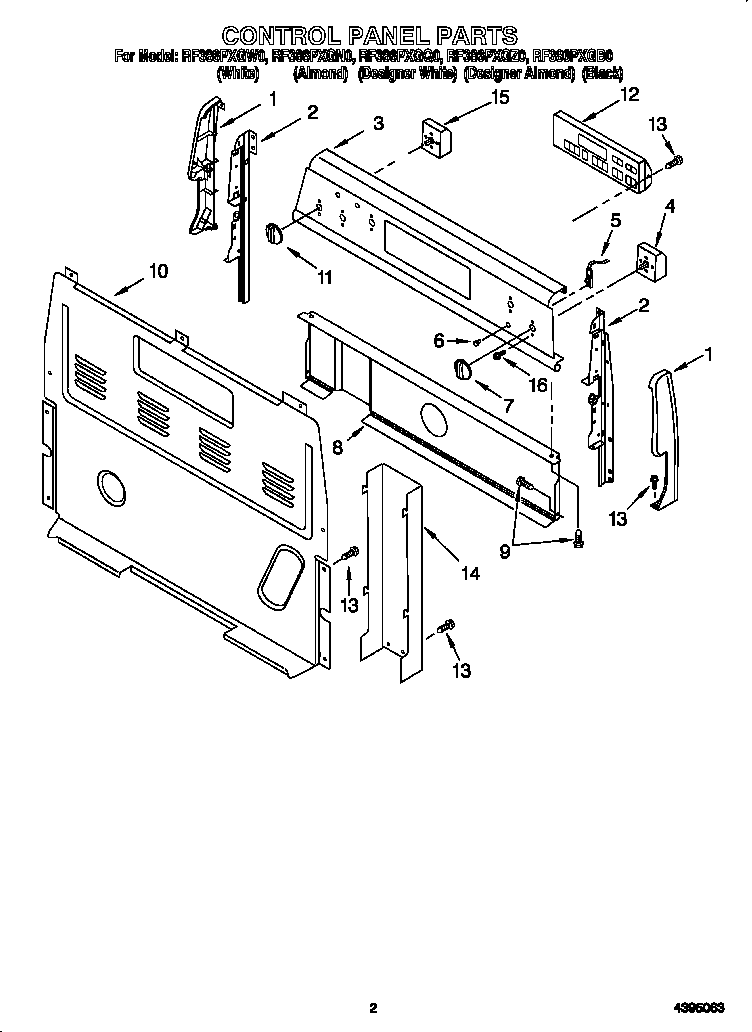 Whirlpool RF386PXGB0 control panel diagram