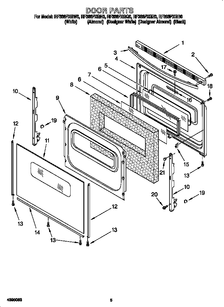 Whirlpool RF386PXGB0 door diagram