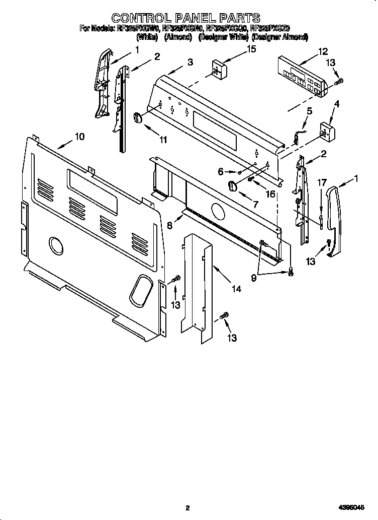 Whirlpool RF325PXGW0 control panel diagram