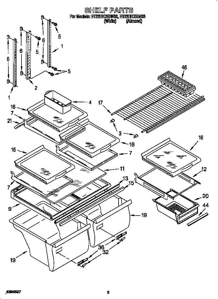 Whirlpool ET22RKXGN00 shelf diagram