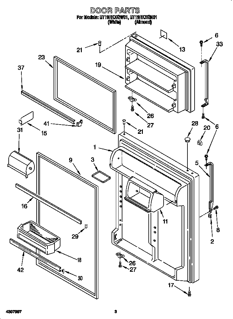 Whirlpool ET19RKXGW01 door diagram