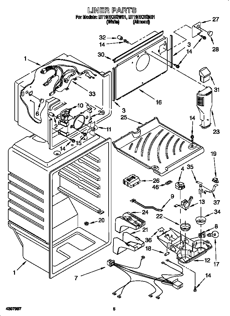 Whirlpool ET19RKXGW01 liner diagram