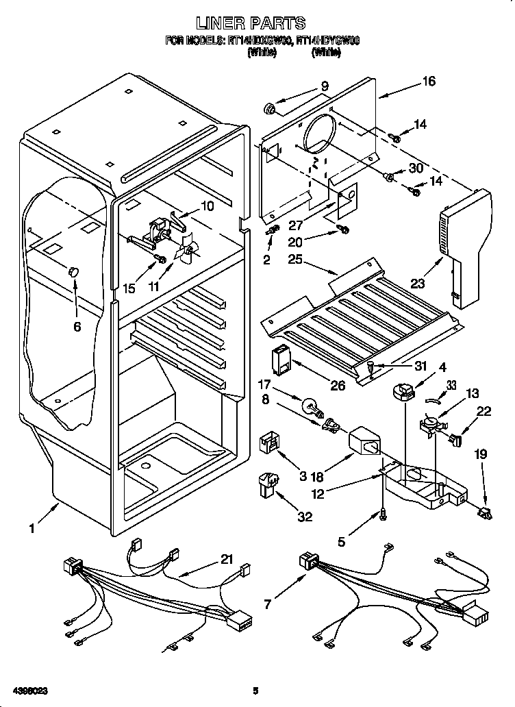 Roper RT14HDXGW00 liner diagram
