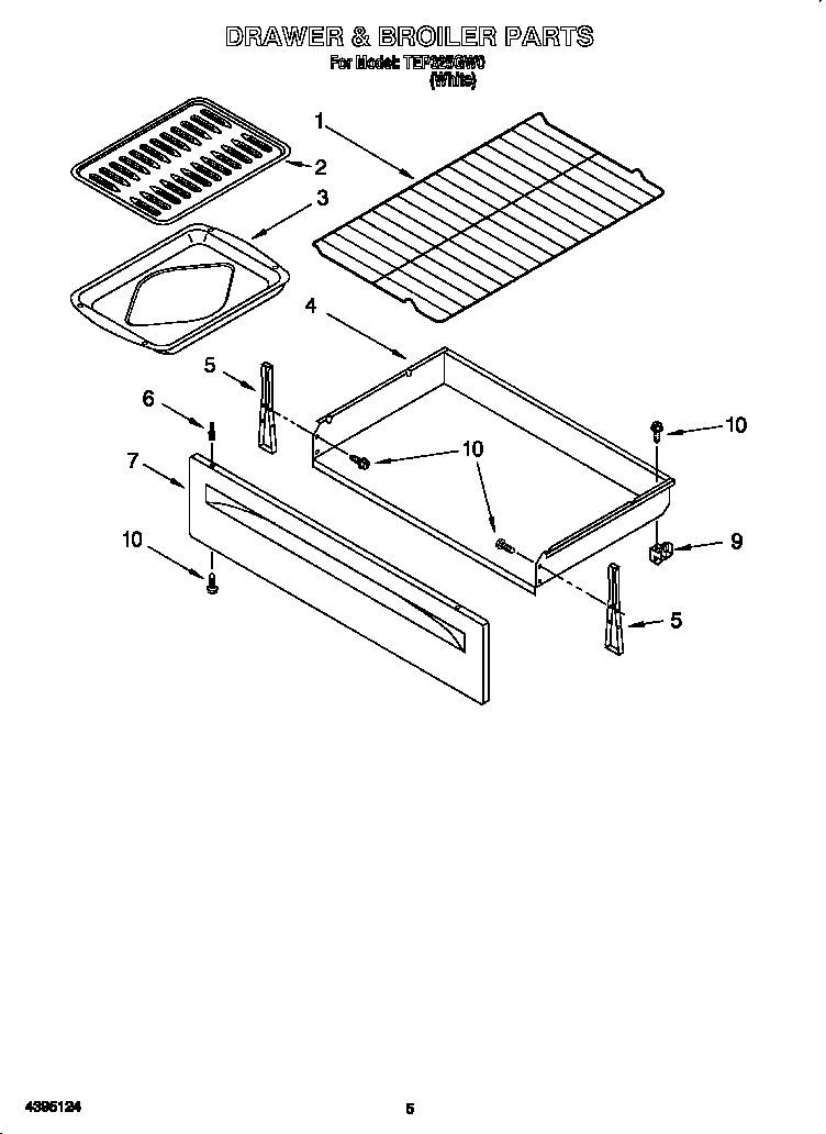 Estate TEP325GW0 drawer and broiler diagram