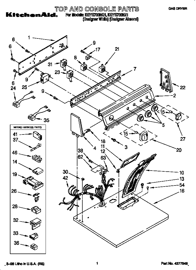 KitchenAid KGYS700EQ1 top and console diagram