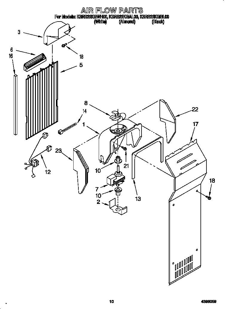 KitchenAid KSRS22KGWH00 air flow diagram