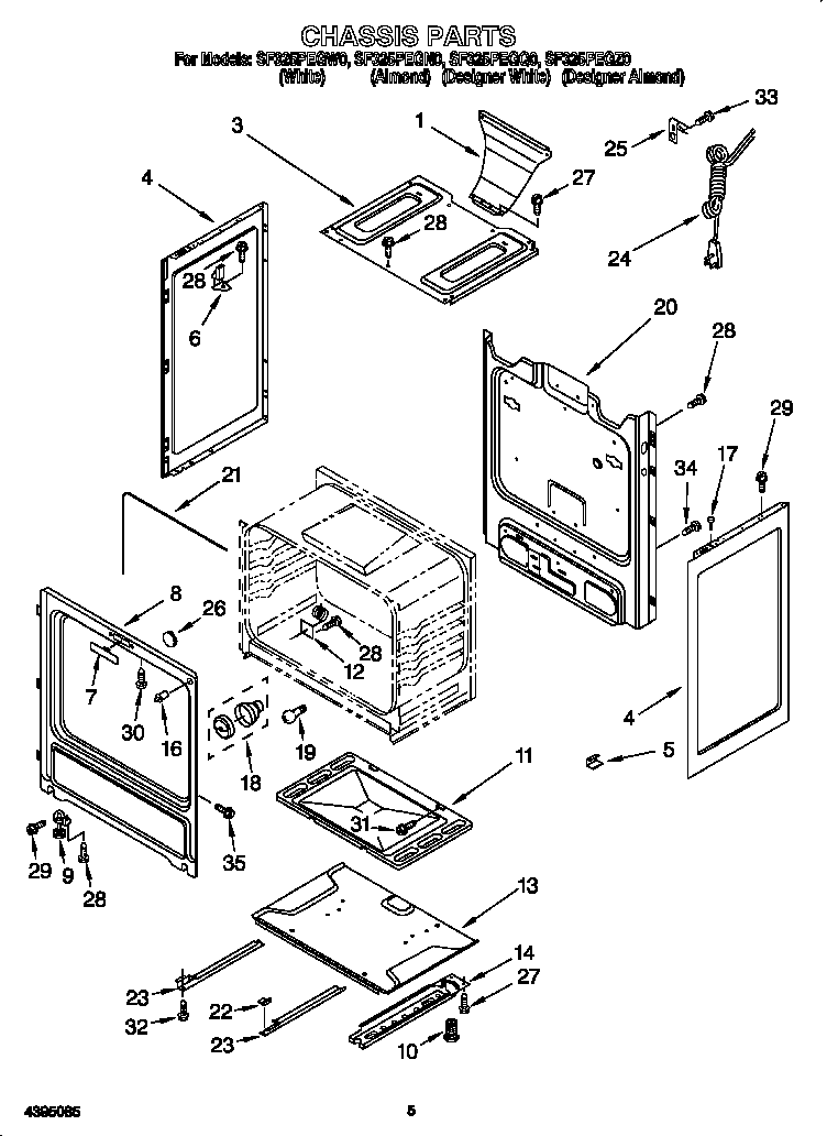 Whirlpool SF325PEGZ0 chassis diagram