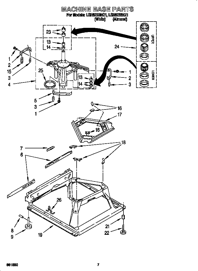 Whirlpool LSR8233EQ1 machine base diagram