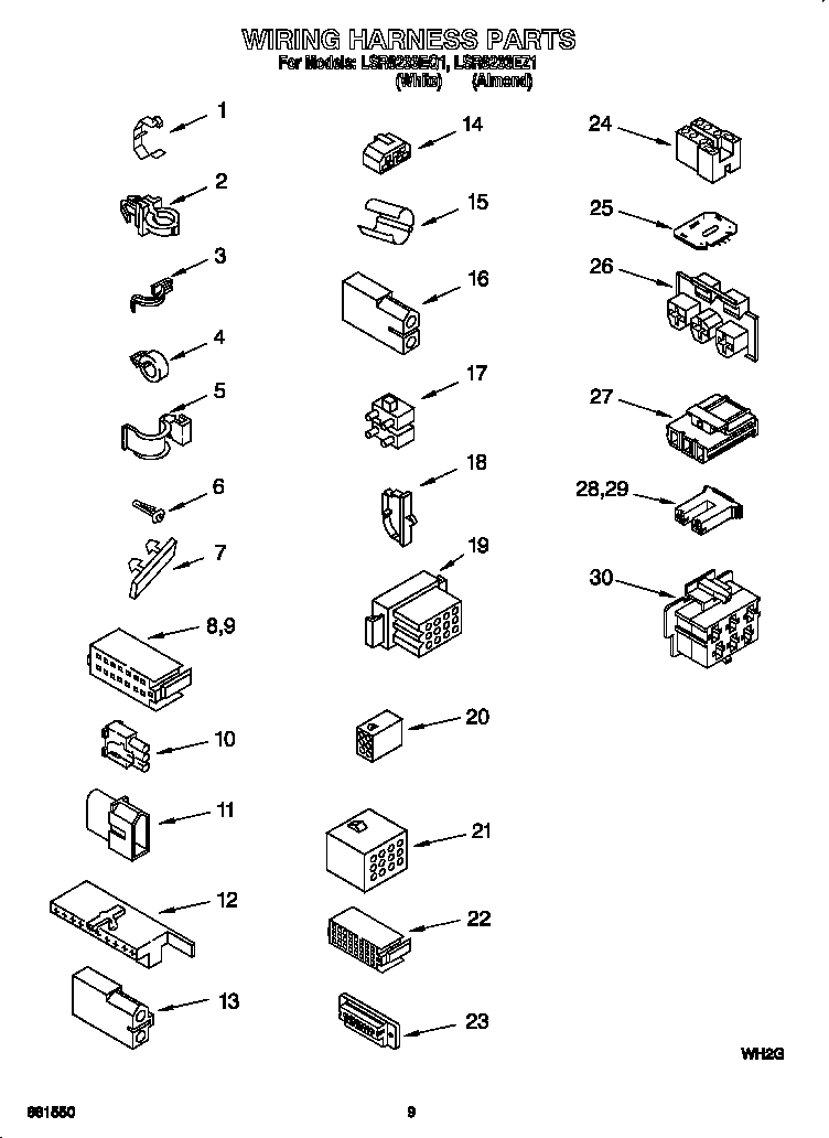 Whirlpool LSR8233EQ1 wiring harness diagram