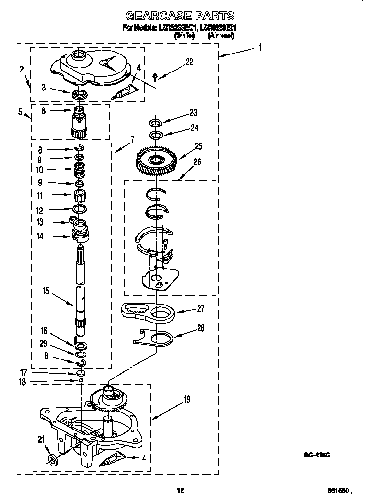 Whirlpool LSR8233EQ1 gearcase diagram