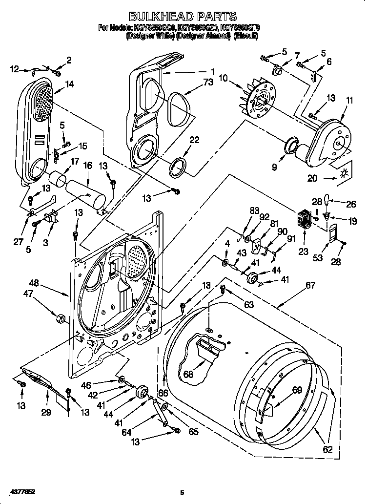 KitchenAid KGYS850GQ0 bulkhead diagram