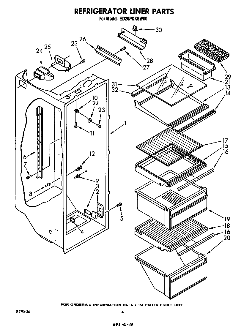 Whirlpool ED20PKXSN00 refrigerator liner diagram