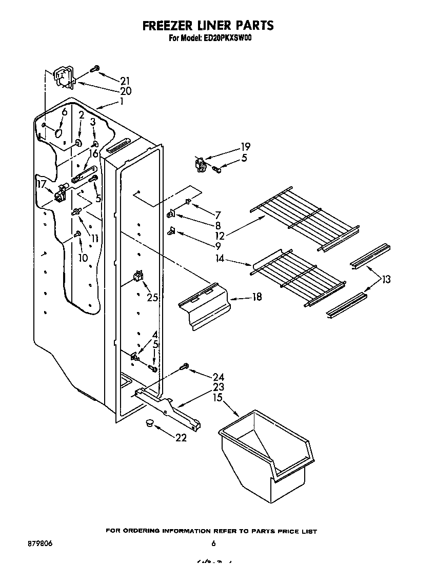 Whirlpool ED20PKXSN00 freezer liner diagram