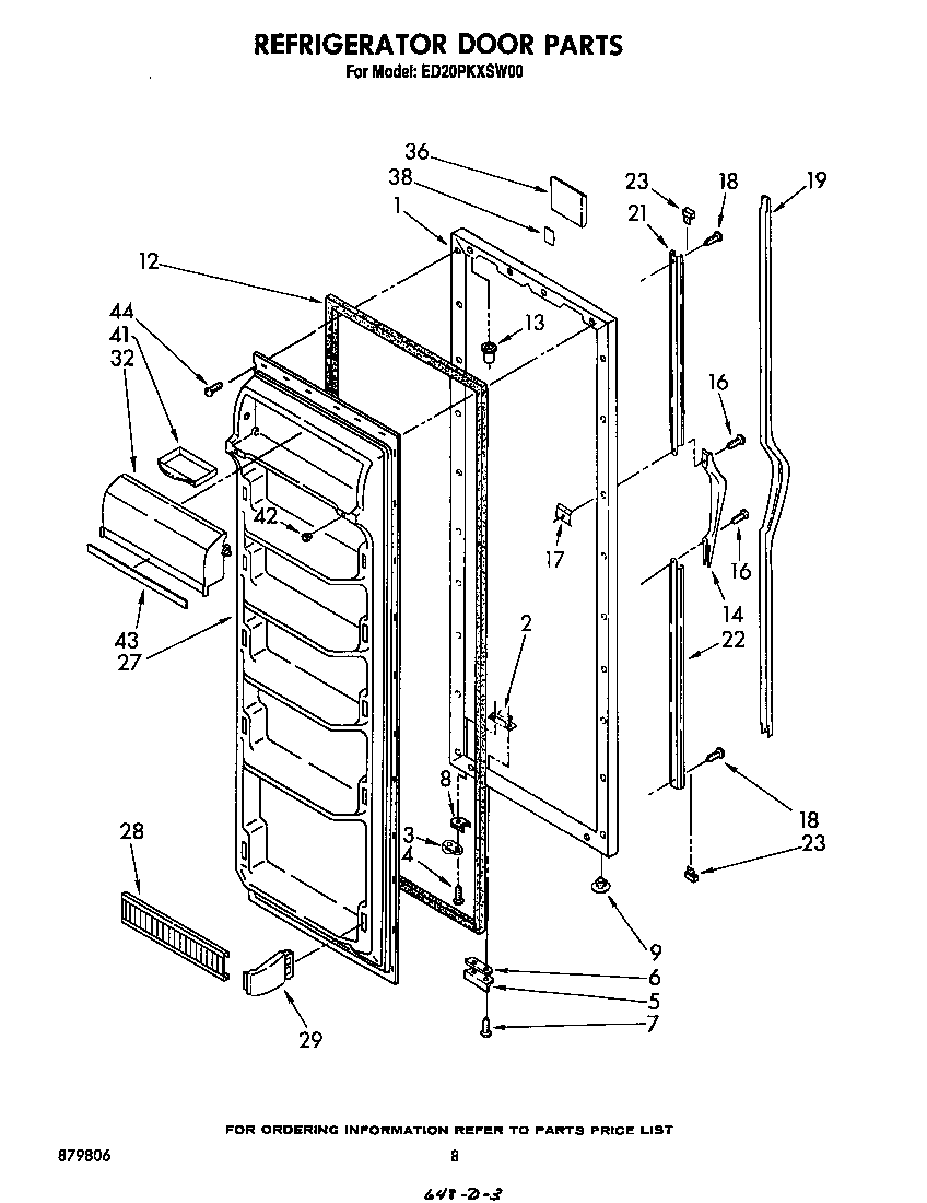 Whirlpool ED20PKXSN00 refrigerator door diagram