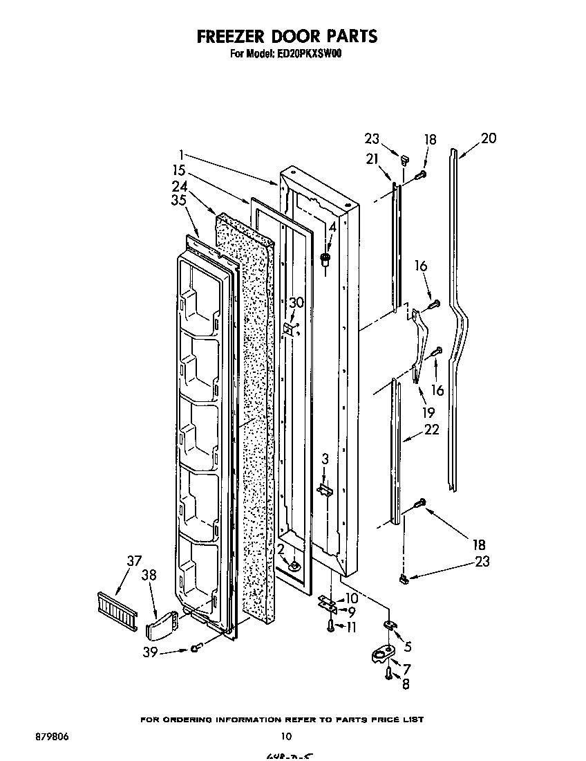 Whirlpool ED20PKXSN00 freezer door diagram