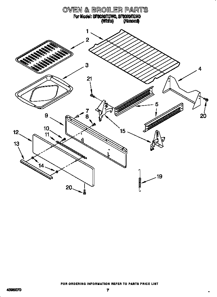 Whirlpool SF3020EGN0 oven and broiler diagram