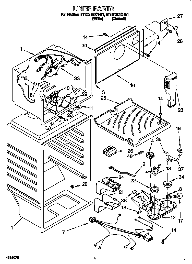 Whirlpool ET19RMXGN01 liner diagram