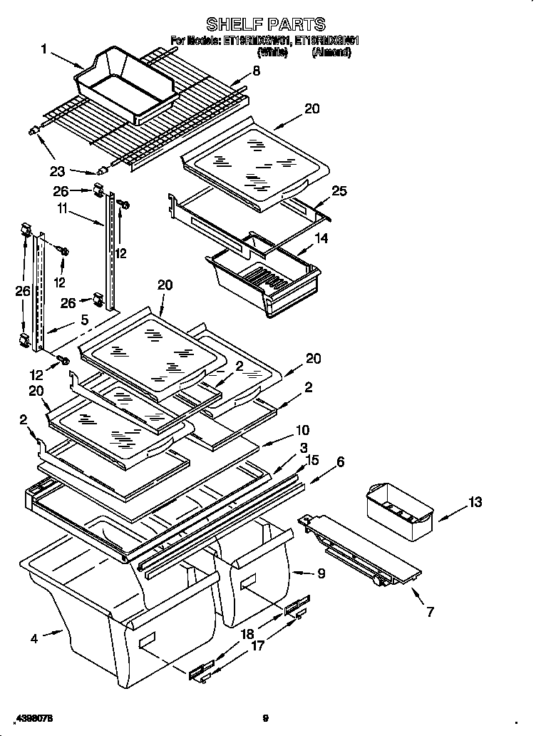 Whirlpool ET19RMXGN01 shelf diagram