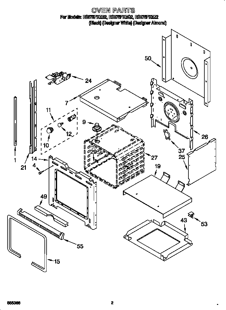 Whirlpool RS675PXEQ2 oven diagram