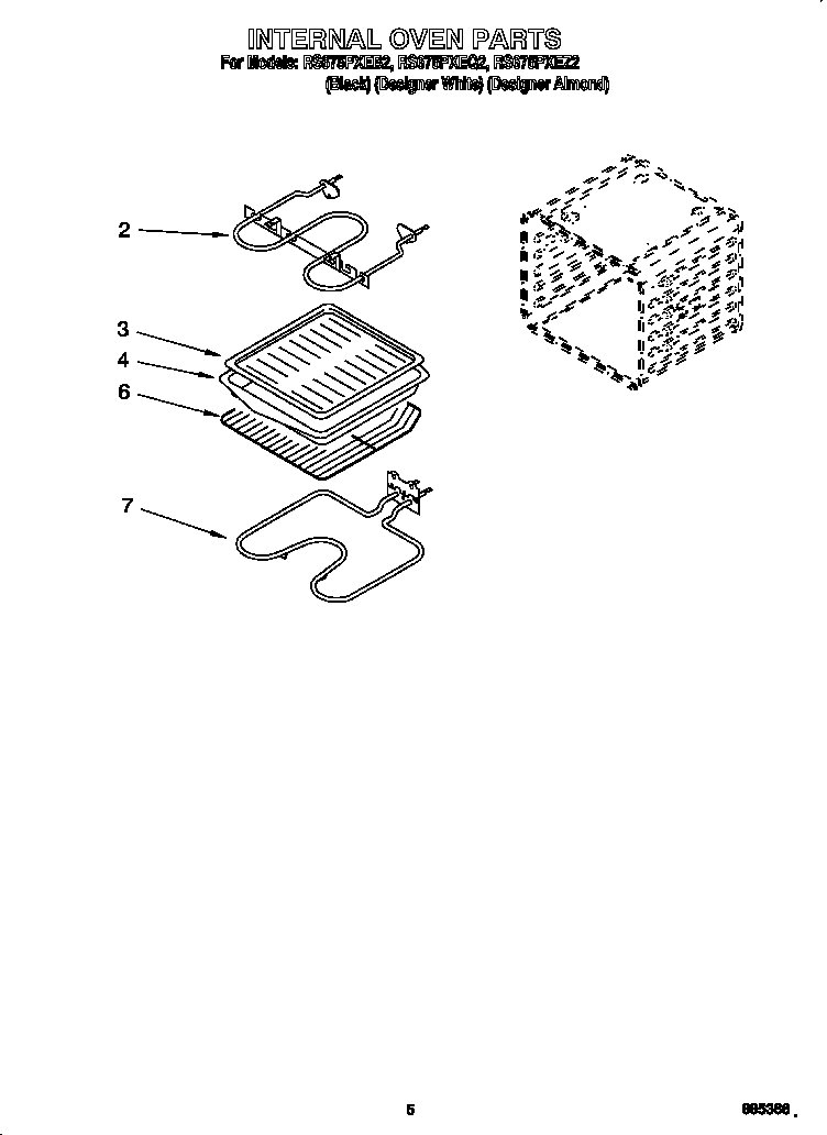 Whirlpool RS675PXEQ2 internal oven diagram