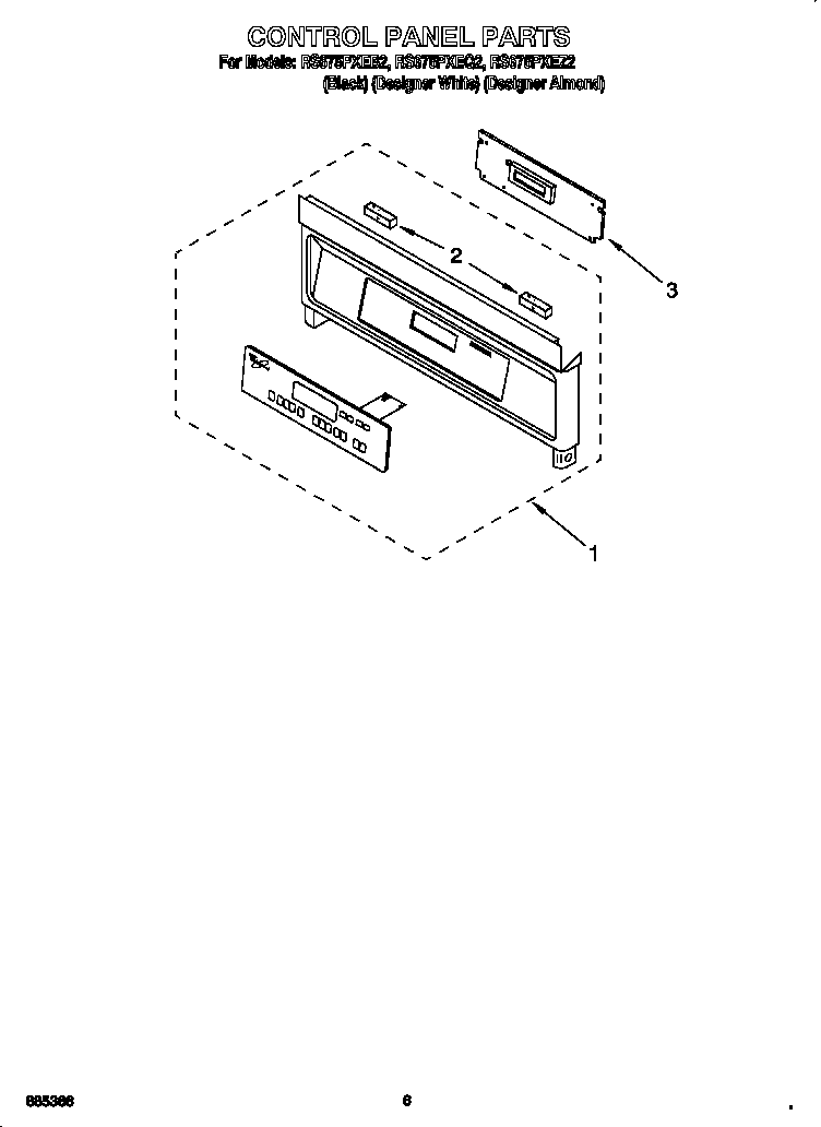 Whirlpool RS675PXEQ2 control panel diagram