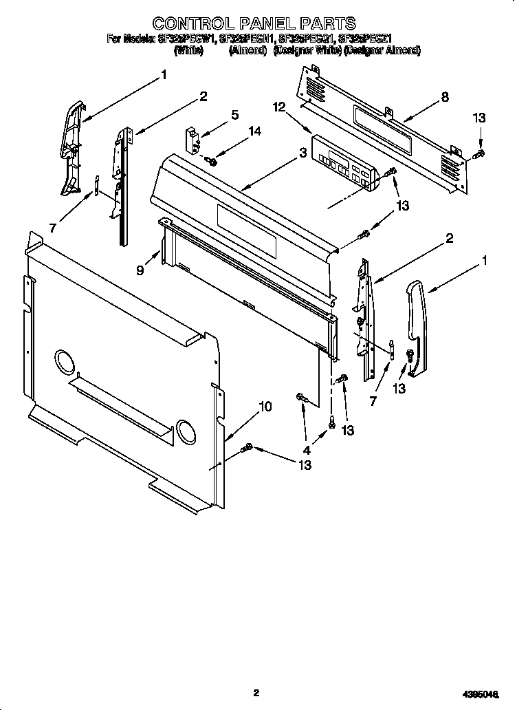 Whirlpool SF325PEGN1 control panel diagram