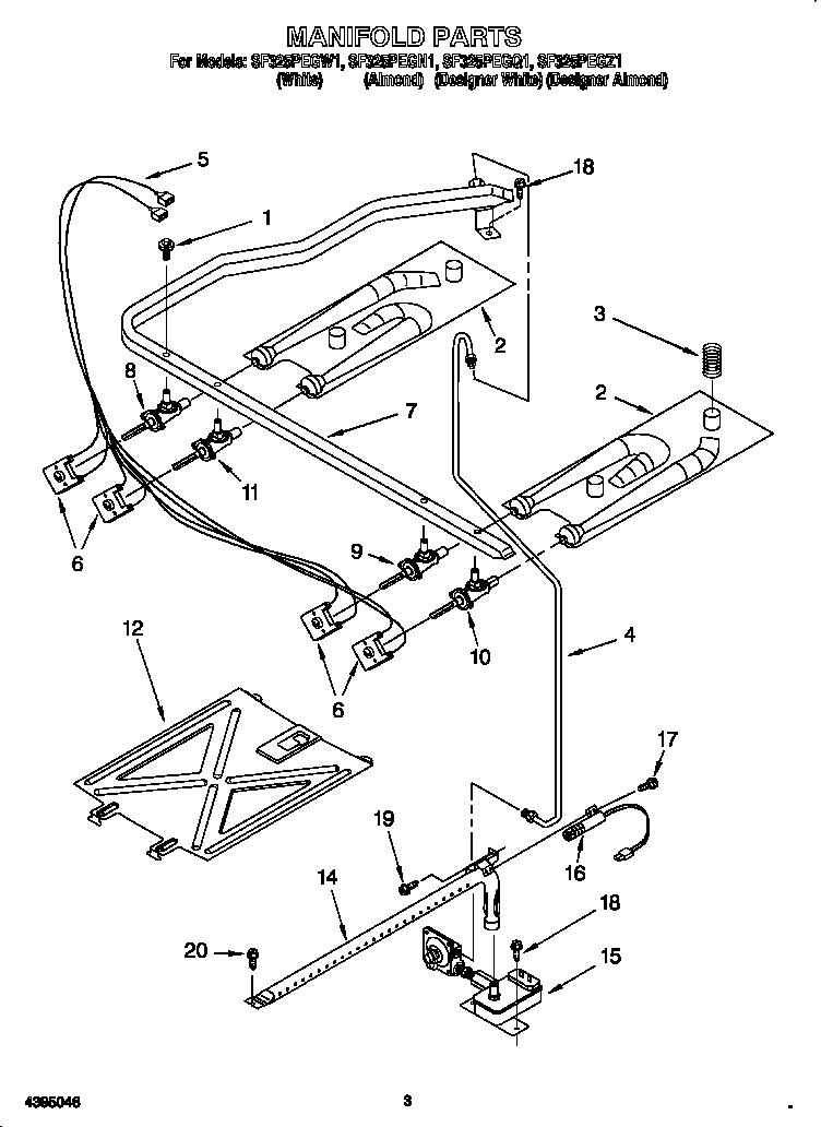 Whirlpool SF325PEGN1 manifold diagram