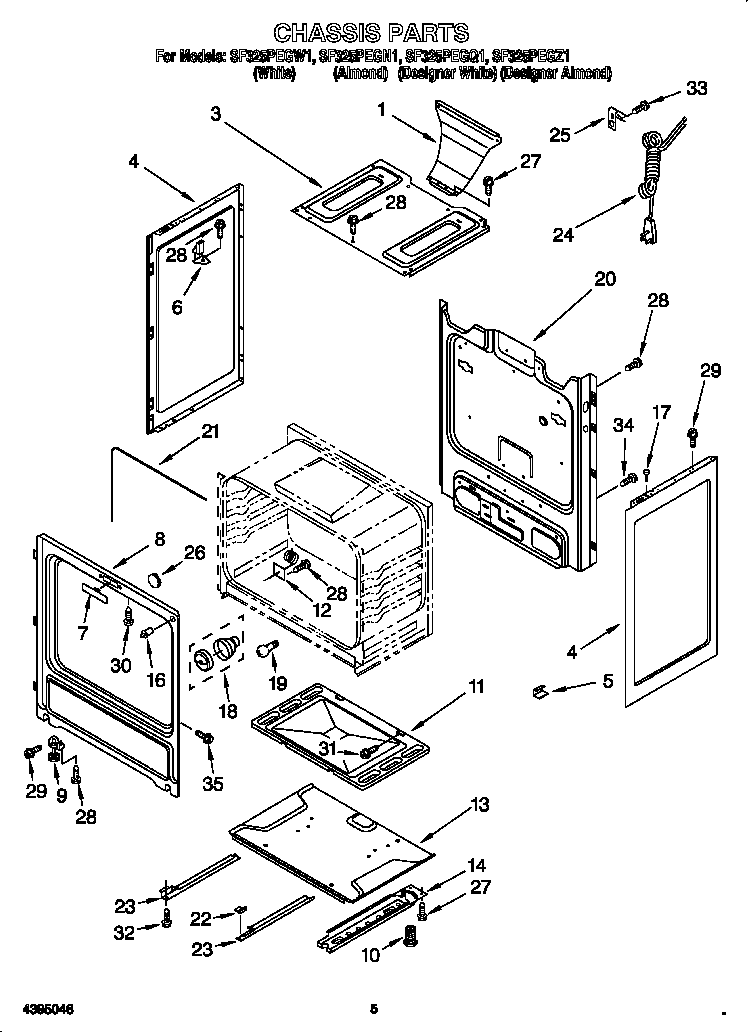 Whirlpool SF325PEGN1 chassis diagram