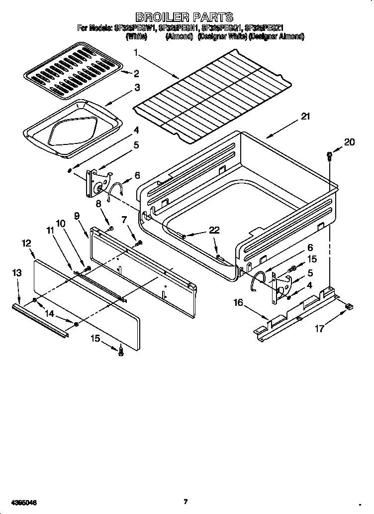 Whirlpool SF325PEGN1 broiler diagram