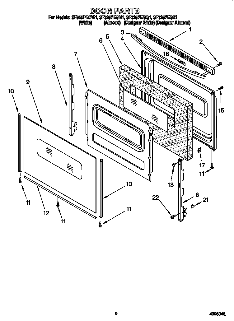Whirlpool SF325PEGN1 door diagram
