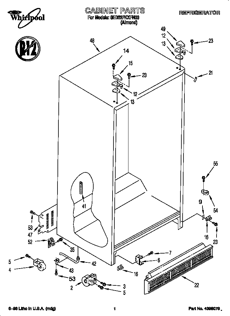 Whirlpool 8ED22PKXFN00 cabinet diagram