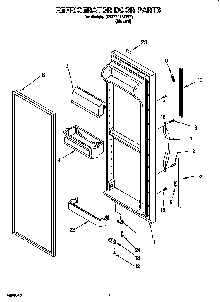 Whirlpool 8ED22PKXFN00 refrigerator door diagram