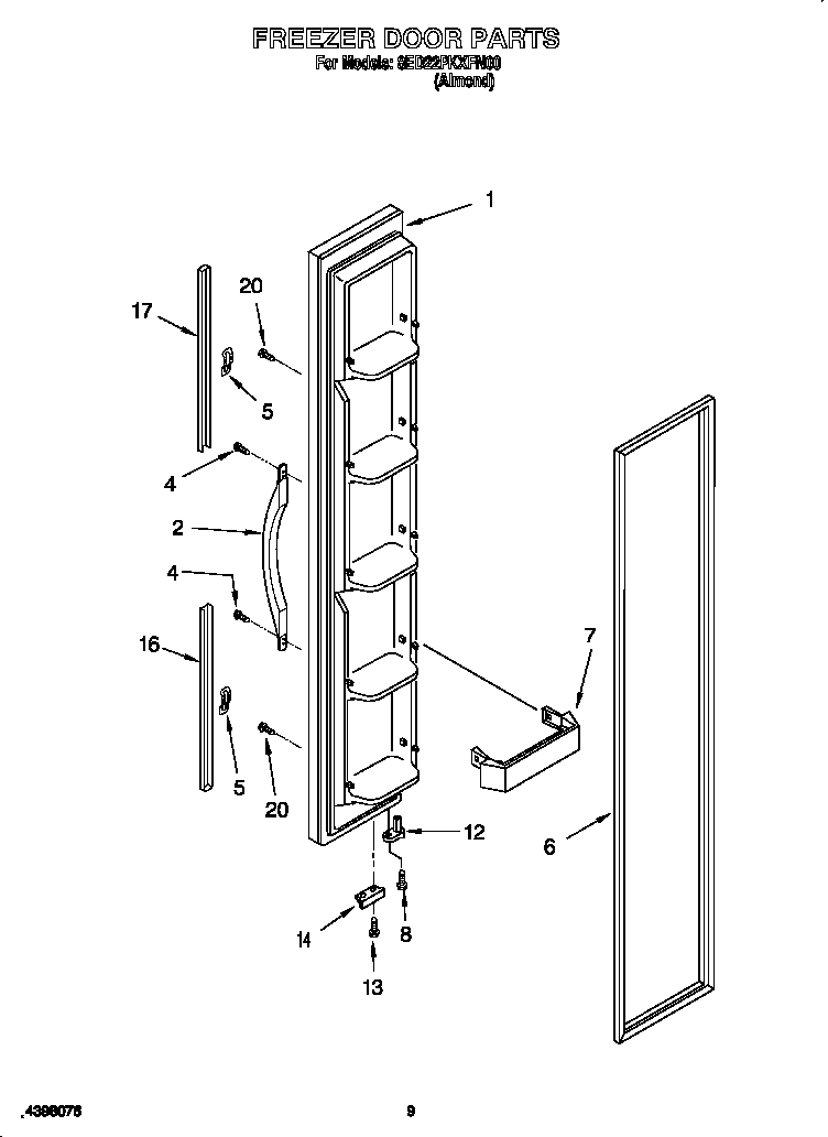 Whirlpool 8ED22PKXFN00 freezer door diagram